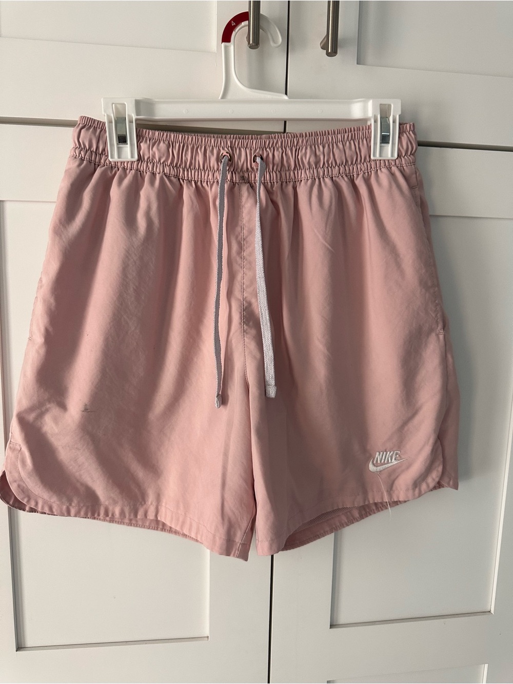 Nike Club 6” Pink Athletic Drawstring Shorts with Embroidered Logo